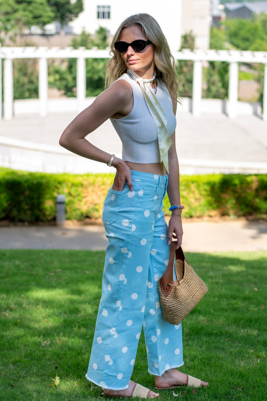 Polka Dot Play Raw Hem Jeans
