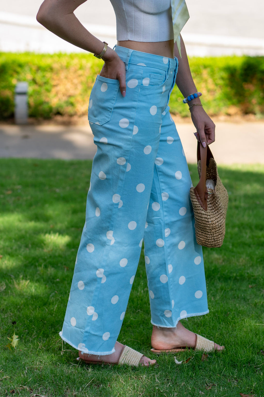 Polka Dot Play Raw Hem Jeans