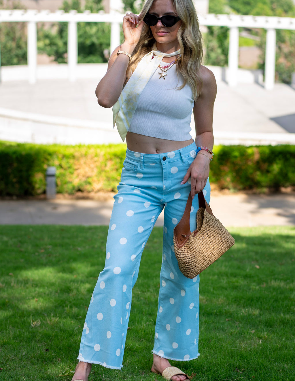 Polka Dot Play Raw Hem Jeans
